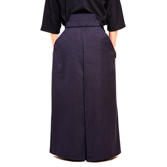 Wide Maehaba Tetron Hakama - Navy - Back